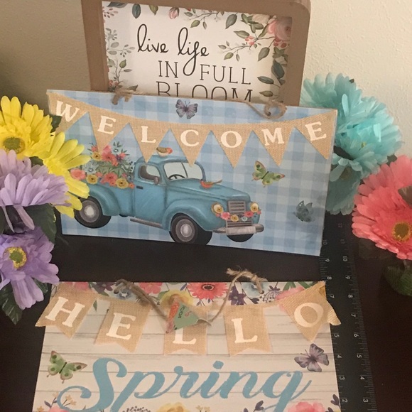 Spring MDF and Burlap Hanging Wall Sign Set - Picture 10 of 14